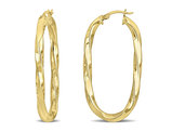 Yellow Sterling Silver Polished Oval Twist Hoop Earrings (2 Inches)